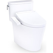 TOTO Aurora 1.0 GPF One Piece Elongated Toilet with Left Hand Lever - Bidet Seat Included Cotton White