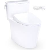 TOTO Aurora 1.28 GPF One Piece Elongated Toilet with Left Hand Lever - Bidet Seat Included Cotton White