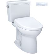 TOTO Drake 1.6 GPF Two Piece Elongated Chair Height Toilet with Washlet+ S7 Heated Bidet Seat, 10" Rough-In, Tornado Flush, EWATER+, PREMIST and Light Cotton