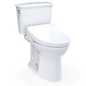 TOTO Drake Transitional Washlet+ Two-piece Elongated 1.28 GPF Universal Height Tornado Flush Toilet With S5 Bidet Seat Cotton