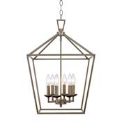 Trans Globe Lighting Lacey 6 Light 16" Wide Taper Candle Lantern Chandelier Antique Silver Leaf