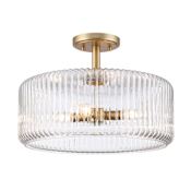 Trans Globe Lighting Quartz Quarters 4 Light 16" Wide LED Semi-Flush Drum Ceiling Fixture Antique Gold