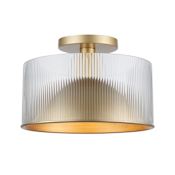 Trans Globe Lighting Quartz Serenade 2 Light 13" Wide Flush Mount Drum Ceiling Fixture Antique Gold