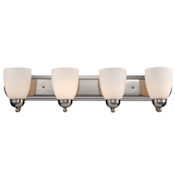 Trans Globe Lighting Clayton 4 Light 30" Wide Bathroom Vanity Light with Marbleized Glass Shades Brushed Nickel