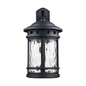Trans Globe Lighting Boardwalk Single Light 20" Tall Outdoor Wall Sconce with Water Glass Shade Black
