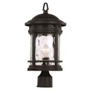Trans Globe Lighting Boardwalk Single Light 18-1/2" Tall Outdoor Single Head Post Light with Water Glass Shade Black