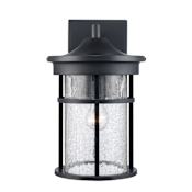 Trans Globe Lighting Avalon Single Light 14-1/2" Tall Outdoor Wall Sconce with Crackle Glass Shade Black