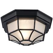 Trans Globe Lighting Wagon Wheel 1 Light Outdoor Flush Mount Ceiling Fixture Black