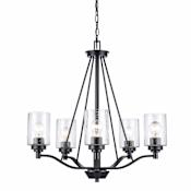Trans Globe Lighting Mod Pod 5 Light 25" Wide Chandelier Black