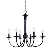 Trans Globe Lighting Traditional Six Light Up Lighting Chandelier from the New Century Collection Black
