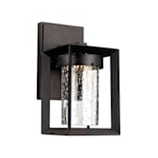 Trans Globe Lighting Taylor Single Light 9-1/2" Tall Integrated LED Outdoor Wall Sconce with Cylindrical Seeded Glass Shade Black