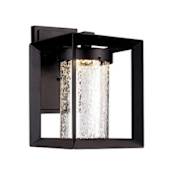 Trans Globe Lighting Taylor Single Light 11-3/4" Tall Integrated LED Outdoor Wall Sconce with Cylindrical Seeded Glass Shade Black