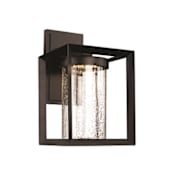 Trans Globe Lighting Taylor Single Light 14-3/4" Tall Integrated LED Outdoor Wall Sconce with Cylindrical Seeded Glass Shade Black