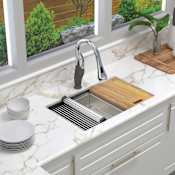 Transolid KWS 30" Undermount Single Basin Stainless Steel Kitchen Sink with Basin Rack, Basket Strainer, Colander and Cutting Board Stainless