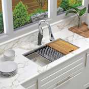 Transolid KWS 32" Undermount Single Basin Stainless Steel Kitchen Sink with Basin Rack, Basket Strainer, Colander and Cutting Board Stainless