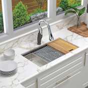 Transolid KWS 33" Undermount Single Basin Stainless Steel Kitchen Sink with Basin Rack, Basket Strainer, Colander and Cutting Board Stainless