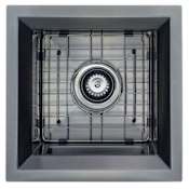 Transolid Studio 15" Undermount Single Basin Stainless Steel Kitchen Sink with Basin Rack and Basket Strainer PVD Gun Metal