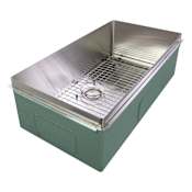 Transolid Rimless 32" Undermount Single Basin Kitchen Sink with Basin Rack and Basket Strainer Brushed Stainless