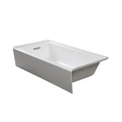 Transolid Unity 60" x 32" Three Wall Alcove Acrylic Soaking Tub with Left Drain, Drain Assembly, and Overflow White