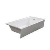 Transolid Unity 60" x 32" Three Wall Alcove Acrylic Soaking Tub with Right Drain, Drain Assembly, and Overflow White