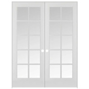 Trimlite 60" by 80" 20 Clear Glass Lite Ovolo Edge Interior Double French Door with Ball Catch, Brushed Chrome Hinges and 4-9/16" Door Jamb Primed