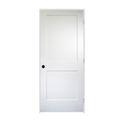 Trimlite 22" by 80" 2 Panel Bevel Shaker Left Handed Interior Prehung Passage Door with Brushed Chrome Hinges and 6-9/16" Door Jamb Unfinished