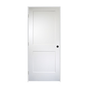 Trimlite 18" by 80" 2 Panel Bevel Shaker Right Handed Interior Prehung Passage Door with Brushed Chrome Hinges and 6-9/16" Door Jamb Unfinished
