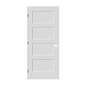 Trimlite 20" x 80" 4 Panel Shaker Primed Prehung Right Interior Passage Door with Black Hinges and 4-9/16" Door Jamb Unfinished