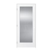 Trimlite 24" x 80" Reed Glass 1 Lite Primed Prehung Right Interior French Passage Door with Brushed Chrome Hinges and 6-9/16" Door Jamb Primed