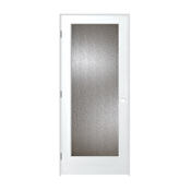 Trimlite 24" by 80" 1 Rain Glass Lite Right Handed Ovolo Edge Interior French Door with Black Hinges and 7-1/4" Door Jamb Primed