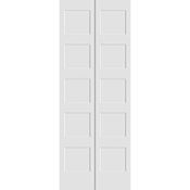 Trimlite 24 Inch by 79 Inch Flat 5-Panel Shaker Interior Bifold Door with Installation Hardware Primed