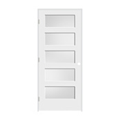 Trimlite 24" by 80" 5-Lite Shaker Right Handed Interior Prehung Passage Door with Satin Nickel Hinges and 4-9/16" Door Jamb Primed