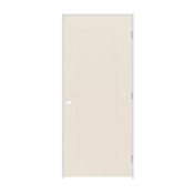 Trimlite 24" x 80" Primed Hardboard Solid Core Flush 6-9/16" Jamb Left Hand Prehung Door with Satin Nickel Hinges Primed