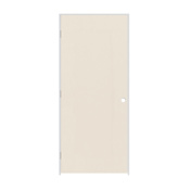 Trimlite 24" x 80" Primed Hardboard Solid Core Flush 4-9/16" Jamb Right Hand Prehung Door with Brushed Chrome Hinges Primed
