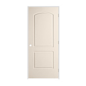 Trimlite 24" x 80" Primed 2-Panel Arch Top Caiman Molded Hollow Core 7-1/4" Jamb Left Hand Prehung Door with Satin Nickel Hinges Primed