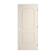 Trimlite 24" x 80" Primed 2-Panel Arch Top Caiman Molded Hollow Core 6-9/16" Jamb Left Hand Prehung Door with Black Hinges Primed