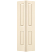 Trimlite 24" x 80" Primed 2-Panel Arch Top V-Groove Santa Fe Molded Hollow Core Bifold Door and Hardware Primed