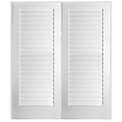 Trimlite 48" W x 84" H Plantation Full Louver Primed Solid Core 4-9/16" Jamb Interior Pre Hung Passage Door with Oil Rubbed Bronze Hinges Primed