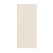 Trimlite 24" x 84" Primed Hardboard Hollow Core Flush 6-9/16" Jamb Left Hand Prehung Door with Oil Rubbed Bronze Hinges Primed