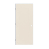 Trimlite 24" x 84" Primed Hardboard Hollow Core Flush 6-9/16" Jamb Right Hand Prehung Door with Satin Nickel Hinges Primed