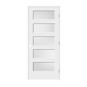 Trimlite 34" by 80" 5-Lite Shaker Left Handed Interior Prehung Passage Door with Satin Nickel Hinges and 7-1/4" Door Jamb Primed