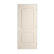 Trimlite 34" x 80" Primed 2-Panel Arch Top Caiman Molded Hollow Core 7-1/4" Jamb Left Hand Prehung Door with Brushed Chrome Hinges Primed