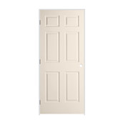 Trimlite 34" x 80" x 1-3/8" Primed 6-Panel Colonist Molded Textured Hollow Core 7-1/4" RH Prehung Door with Black Hinges Primed