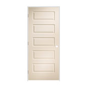 Trimlite 34" x 80" Primed 5-Panel Rockport Molded Hollow Core 4-9/16" Jamb Right Hand Prehung Door with Satin Nickel Hinges Primed