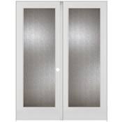 Trimlite 56" by 80" 2 Rain Glass Lite Left Hand Active Ovolo Edge Interior Double French Door with Astragal, Satin Nickel Hinges and 4-9/16" Door Jamb Primed
