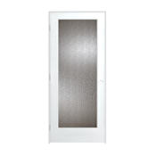 Trimlite 28" by 80" 1 Rain Glass Lite Right Handed Ovolo Edge Interior French Door with Satin Nickel Hinges and 7-1/4" Door Jamb Primed