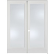 Trimlite 56" by 80" 2 Frosted Glass Lite Right Hand Active Ovolo Edge Interior Double French Door with Astragal, Black Hinges and 4-9/16" Door Jamb Primed