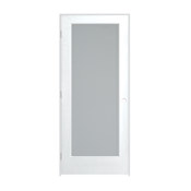 Trimlite 28" by 80" 1 Frosted Glass Lite Right Handed Ovolo Edge Interior French Door with Brushed Chrome Hinges and 7-1/4" Door Jamb Primed