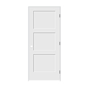 Trimlite 28" by 80" Shaker 3-Panel Left Handed Interior Pre-Hung Passage Door with Black Hinges and 7-1/4" Door Jamb Primed