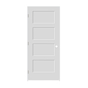 Trimlite 28" by 80" Shaker 4-Panel Right Handed Interior Pre-Hung Passage Door with Satin Nickel Hinges and 4-9/16" Door Jamb Primed